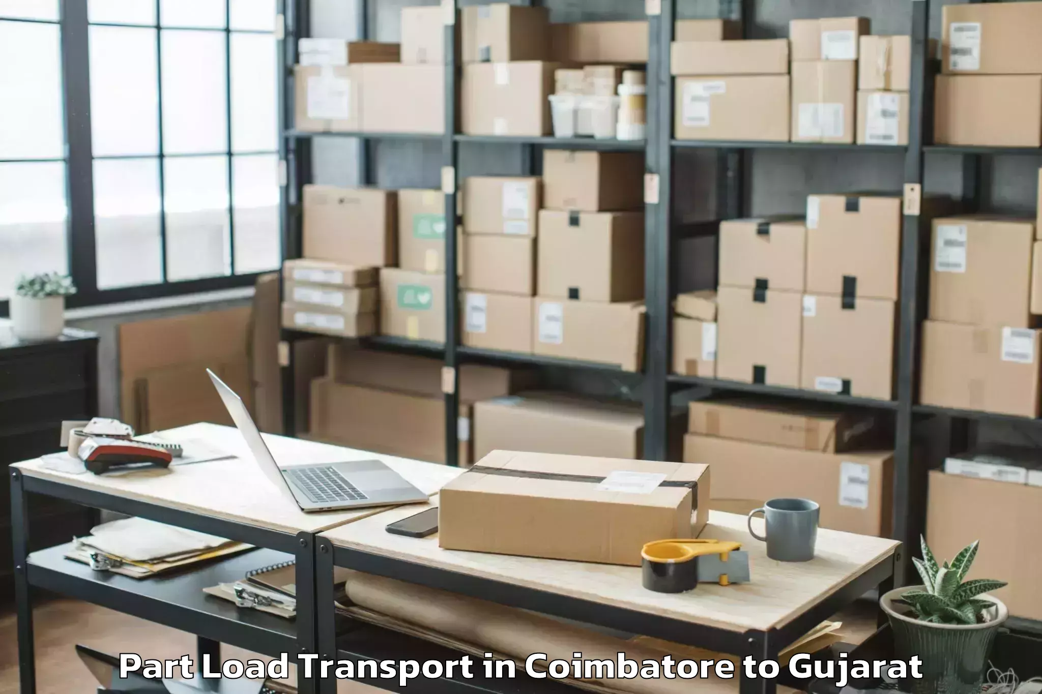 Reliable Coimbatore to Shilaj Part Load Transport